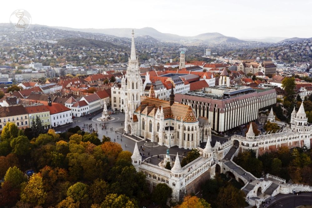 Aerial View of Fisherman's Bastion in Budapest