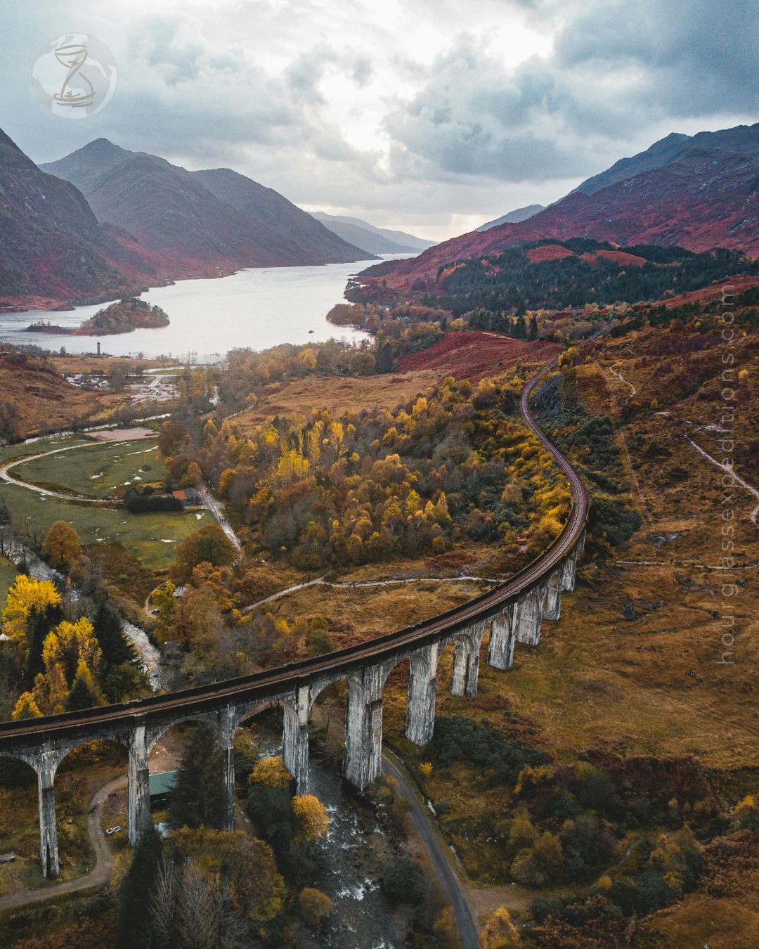 Glenfinnan Viaduct in Scotland in Autumn
