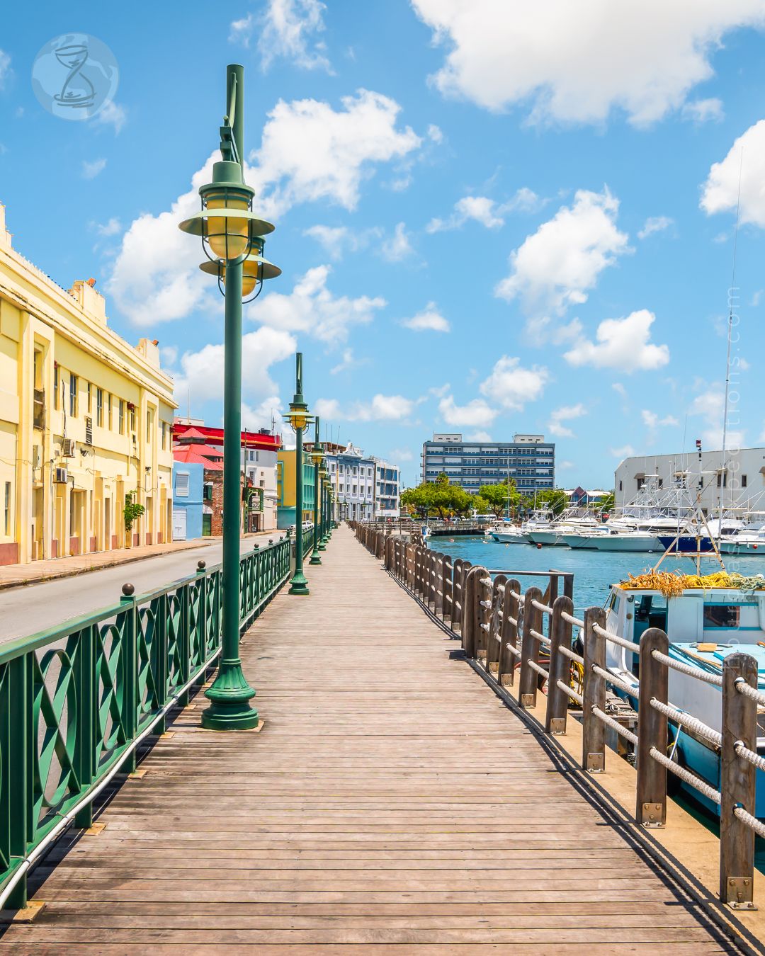 Promenade at marina of Bridgetown, Barbados.