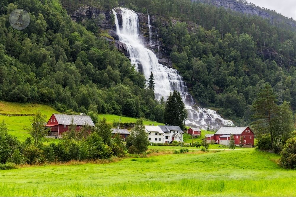 Tvindefossen Waterfall in Voss, Norway