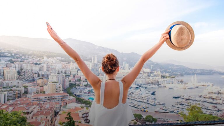 Woman traveling internationally