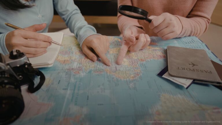 Two people planning a trip with a map