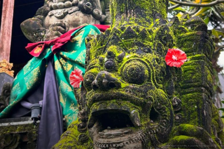 traditional Balinese stone guardian statue in Borneo