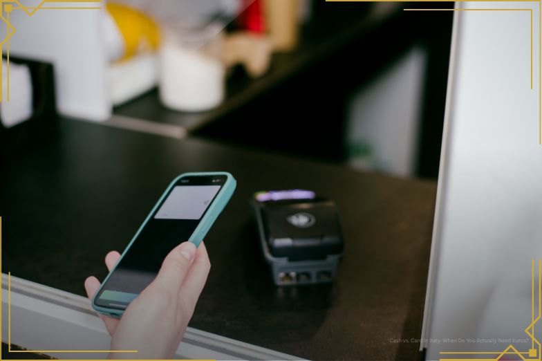 Close-up view of girl using Apple Pay on a iphone paying for purchases