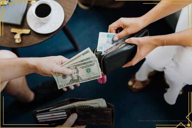People paying money at the Café