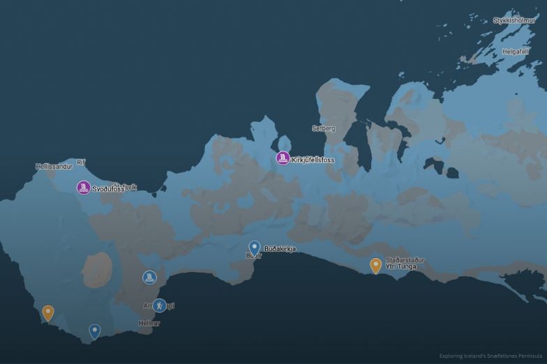 Map of the Snæfellsnes Peninsula in western Iceland