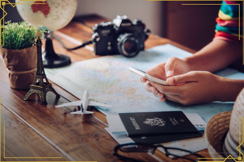 Person Researching Travel Itinerary on Mobile Phone
