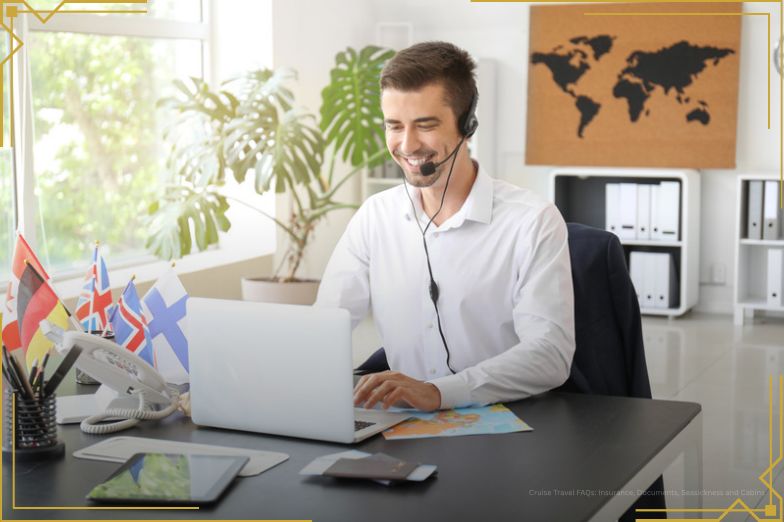 Male Travel Agent Working in Office