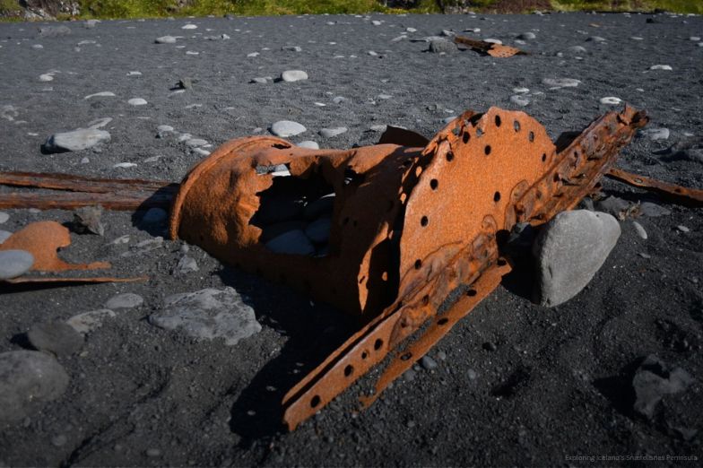 Rusty metal remnants of the British trawler Epine (GY7)